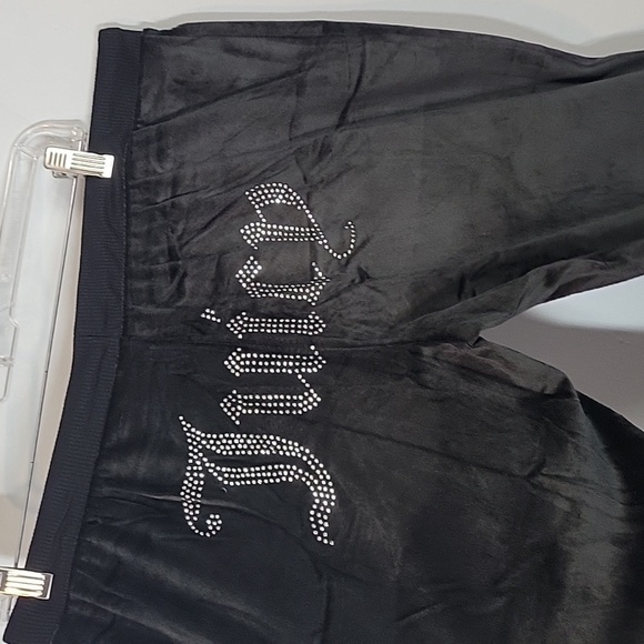 Juicy Couture 2pc set Black velour velvet pants + shirt Large - Picture 5 of 8